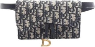 Dior Pre-owned Belt Bags, female, Blue, Size: ONE SIZE Pre-owned Saddle Oblique Canvas Leather Waist Bag