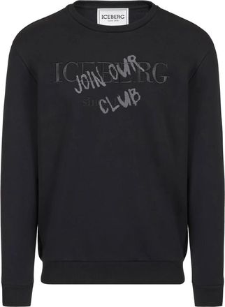 Iceberg Slim Fit Crew Neck Sweatshirt - Heren - Sweatshirts - Zwart - XL - Katoen - Hoodies & sweatvesten