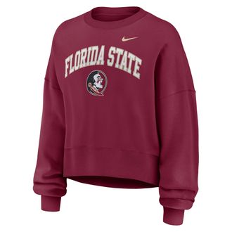 Nike Florida State Phoenix Arch Nike Womens College Pullover Crew in Red | 01D769XFTN-Y48