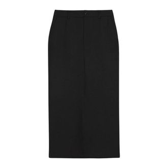 Ami Pencil Skirt With Slits Fsk203.285-001 - female - Ami Paris - Midi Skirts - Black - XS - Skirts