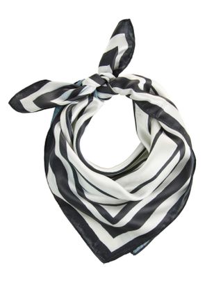 Laura Scott Nickituch LAURA SCOTT, Damen, wei&szlig;, schwarz, Satin, Polyester, bedruckt, gemustert, gestreift, Modet&uuml;cher Nickituch, mit modischem Streifen-Allover-Dr