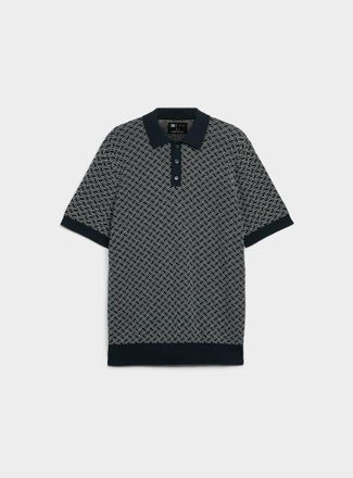 Le 31 Mens Retro jacquard Polo Shirt