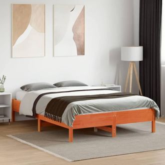 Berkfield Home Beautiful Bed Frame without Mattress Wax Brown 140x190 cm Solid W