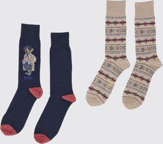 Polo Ralph Lauren Set di due paia di calze in cotone a coste con logo jacquard