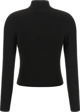 Alexander Wang Logo-Embroidered Ribbed Knit Sweater - Black