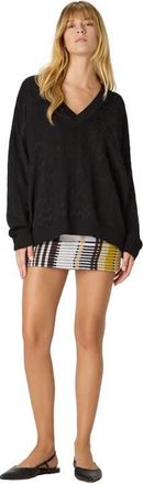 Missoni Oversized V-neck Sweater In Chevron Pattern in Black at Nordstrom, Size 42 It