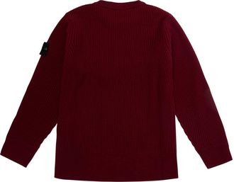 Stone Island Boys Crew Neck Sweater With Red Patch Tops Top