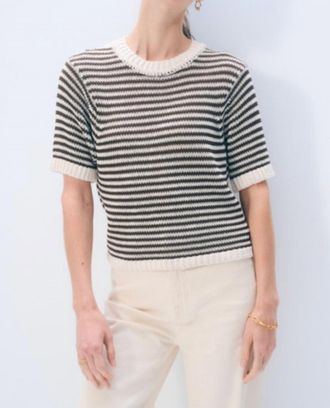 White + Warren Luxe Organic Cotton T-Shirt In Ecru Dark Espresso