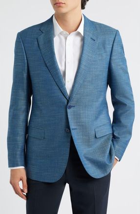 Emporio Armani Slub Teal Sport Coat at Nordstrom, Size 44 Us