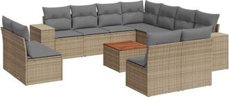 vidaXL Set De Sof&aacute;s De Jard&iacute;n 12 Pzas Y Cojines Rat&aacute;n Sint&eacute;tico Marr&oacute;n Vidaxl