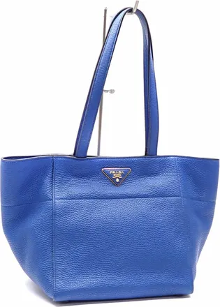 Prada Blue Leather Tote Bag (Pre-Owned)