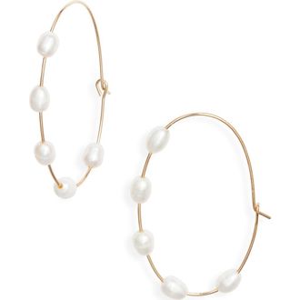 Nordstrom Scattered Freshwater Pearl Hoop Earrings in White- Gold at Nordstrom