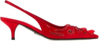 Prada Red Embellished Pumps