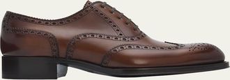 Tom Ford Mens Edgar Burnished Leather Brogue Oxford Shoes