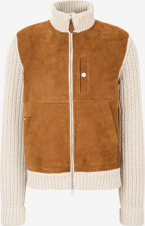 Jacob Cohen Rippstrick-Woll-Cardigan mit Wildleder und Reissverschluss