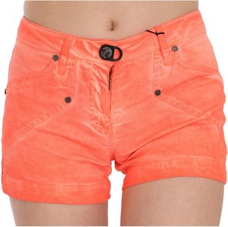 Plein Sud Mid Waist Mini Short - Dames - Denim shorts - Oranje - 3XS - Katoen - Korte Broeken