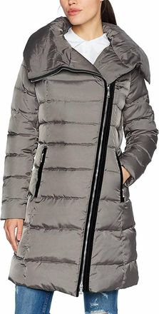 T Tahari Brooklyn Asymmetric Long Puffer Coat In Mink Gray