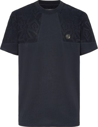 Philipp Plein Round Neck T-Shirt Jacquard Crest Cut