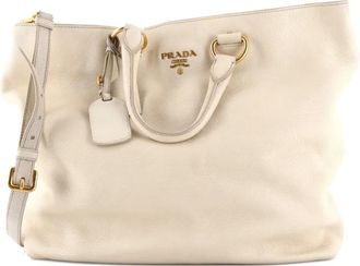 Prada Convertible Shopper Vitello Daino Large tote bag - Beige