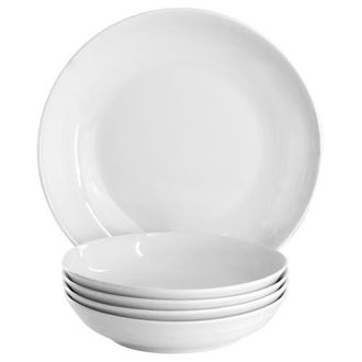 Gibson Home Great Essentials 5 Piece Fine Ceramic Serving Bowl and Pasta Bowl Set in White at Nordstrom