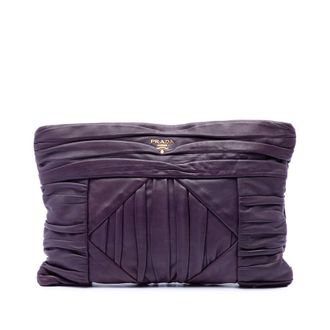 Prada Pre-owned Prada Pleated Nappa Clutch Ladies JHEAPUXZJ0TBZ3B1