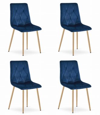 OEM Silla Libra - Terciopelo Azul Marino / Patas Color Madera X 4