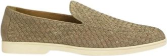 Doucal's Taupe Gevlochten Leren Loafer - Heren - Loafers - Groen - 40 EU - Schoenen