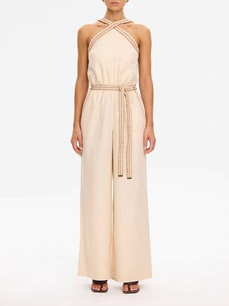 Kivari Freya Halter Wide Leg Jumpsuit In Cream