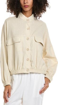 Max Studio Linen-Blend Bomber Shirt Jacket