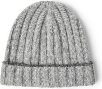 Brunello Cucinelli Cashmere rib knit beanie in Light Grey at Nordstrom, Size X-Large