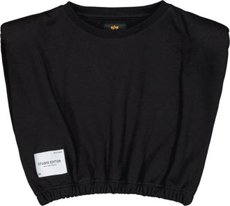 Alpha Industries Sweater ALPHA INDUSTRIES Studio Edition Sweatshirt Cropped W, Damen, Gr. XS, schwarz, Obermaterial: 80% Baumwolle, 20% Polyester, regular fit, Sweatsh