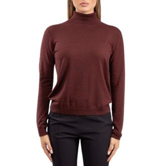 Max Mara Truien & Vesten, Dames, Bruin, XS, Wol, Zijden en wollen coltrui