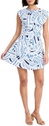 Donna Morgan Extended Shoulder Fit & Flare Minidress in Ivory/Open Air at Nordstrom Rack, Size 16