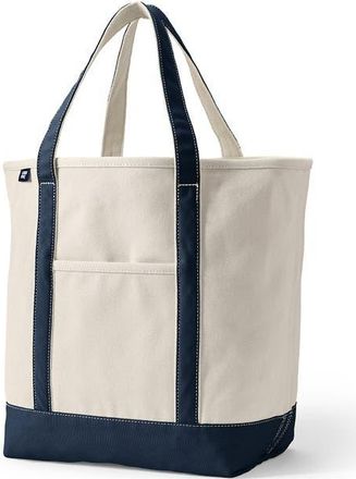Lands End Open Top Canvas Tote Bag in Natural/radiant Navy at Nordstrom, Size X-Large