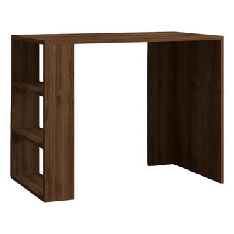 Dmora Escritorio Puerta, 3 Estantes, 3 Espacios, Con Librero, 90x50x70h Cm Marr&oacute;n Nogal