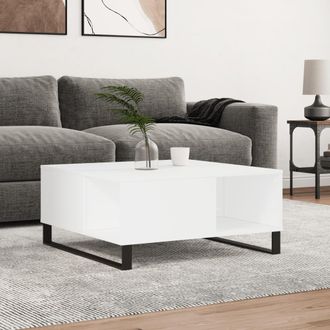 vidaXL Mesa De Centro Madera Contrachapada Blanco 80x80x36,5 Cm Vidaxl