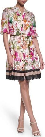 Karl Lagerfeld Floral Print Belted Dress in Bisque/light Blush Combo at Nordstrom, Size 8