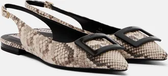 Roger Vivier Gommettine leather slingback flats