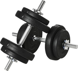 Mauro Ferretti Set Manubri Pesi 20 Kg (4x2.5 Kg, 4x1.5 Kg) Con 8 Dischi E 2 Manubri Da 2 Kg, 43x18x7.5 Cm, Nero