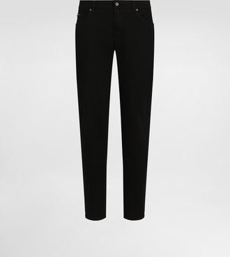 Dolce & Gabbana Regular-fit Black Wash Stretch Jeans - Man Denim Multi-colored Cotton 44