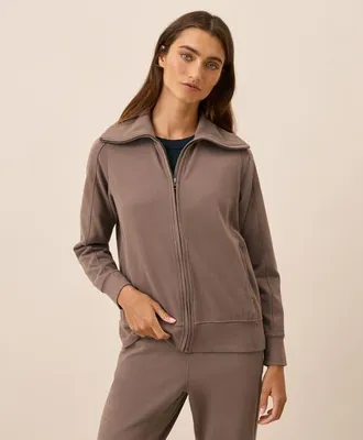 Pact Organic Cotton CloudKnit Zip Jacket in Deep Taupe at Nordstrom, Size Xx-Large