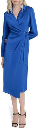 DKNY Long Sleeve O-Ring Wrap Dress in Classic Blue at Nordstrom Rack, Size 14