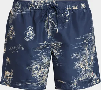 Moncler Men & apos;s Tropical Print Swim Shorts