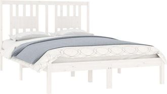 vidaXL Estructura cama doble pequeña sin colchón madera maciza blanco Vidaxl