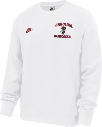 Nike South Carolina Gamecocks Club Nike Mens Football Fleece Crew-Neck Sweatshirt in White | M33234P398SCAR-WHT