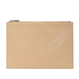 Dior Pre-owned Clutches, female, Beige, Size: ONE SIZE Pre-owned Leather Clutch