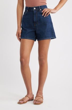 Reformation Saige High Waist Raw Hem Denim Cutoff Shorts in Titan at Nordstrom, Size 31
