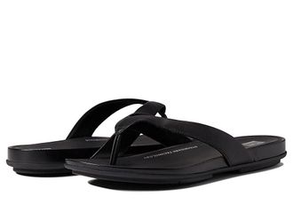 FitFlop Gracie Leather Flip-Flops Womens Shoes All Black : 10 M (B)