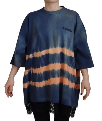 Dsquared2 Dsquared&sup2; Cotton Tie Dye Short Sleeves Lace Womens T-shirt (Pre-Owned)