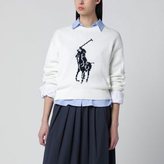 Polo Ralph Lauren Maglione bianco con intarsio logo